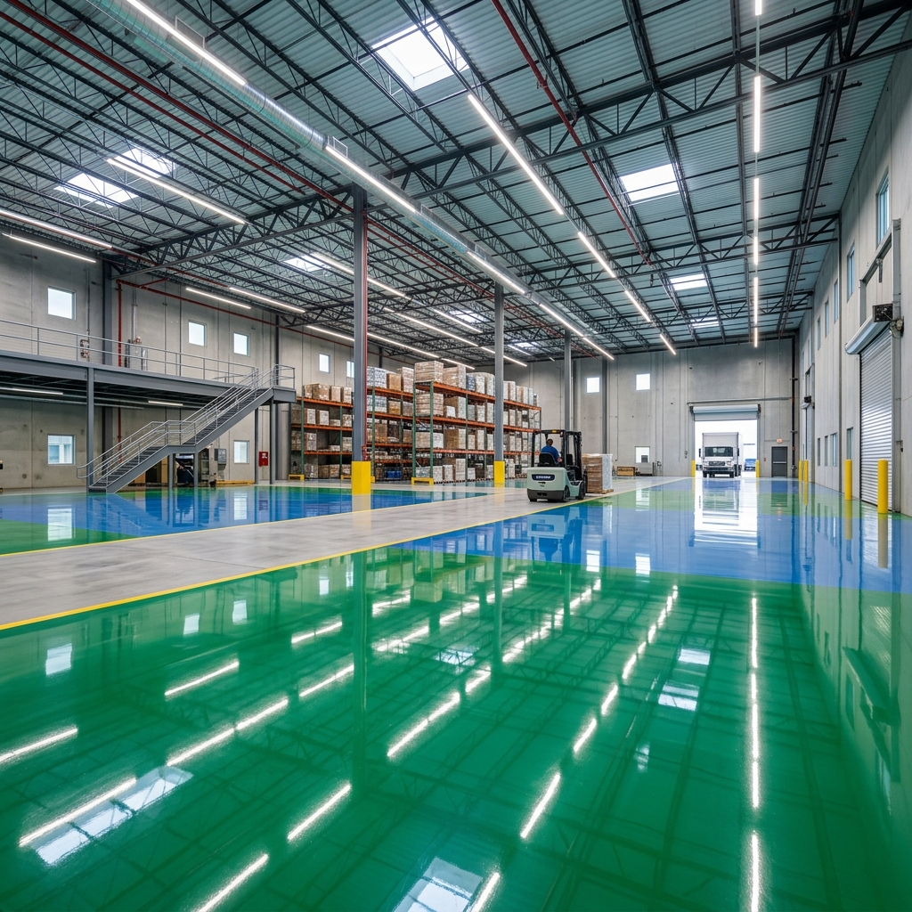 Epoxy flooring installation closeup